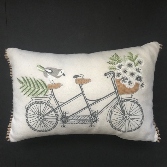Pier 1 Other - Pier 1 Tandem Bicycle Accent Pillow Natural Green